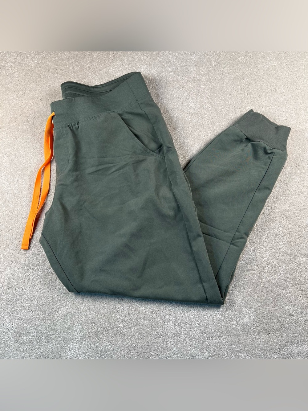 Figs Scrub Pants Green Orange Drawstrings Medical Wear Technical Collection Lg